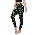 Women's St. Patrick's Day leggings with green clover prints and gold buckle design - S / Black Shamrock Style (B230-1054)