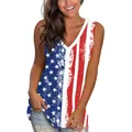 Damen V-Ausschnitt Tank Top mit Vintage US-Flaggen-Druck und Sternen-Streifen-Muster - S / Vintage Distressed Flagge (GA122-1003)
