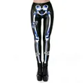 Leggings da donna con stampa scheletro e ossa blu 3D per Halloween e stile gotico - Taglia S / Stile Farfalla Scheletro Blu e Bianco (WKDK1032)