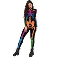 Body con estampado de esqueleto colorido para mujer con patrones de huesos neón vibrantes - L / Estilo de Esqueleto Multicolor Fluorescente (B142-355)