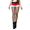 Christmas themed mesh leggings for women with Santa belt design and colorful light print - S / Christmas Print Mesh Leggings (B230-1109)