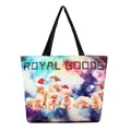 Stofftasche mit Galaxie-Druck und sechs Shar-Pei-Hunden, die rote Weihnachtsmützen tragen - Sternenhimmel Weihnachtshund (BHB1036)