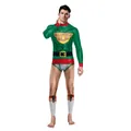 Ανδρική στολή Super Elf με ψηφιακή εκτύπωση μυών και εορταστικά αξεσουάρ - S / Χριστουγεννιάτικο Πράσινο Κόκκινο