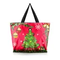 Borsa tote natalizia in tela rossa con motivo albero di Natale e manici neri - Albero di Natale Rosso (BHB1102)