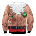 Lustiges Weihnachts-Sweatshirt mit digitalem Muskeldruck und Weihnachtsmann-Motiven - Realistischer Brusthaardruck (SWYS101)