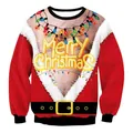 Hässlicher Weihnachts-Sweatshirt mit 3D-Torso-Druck und Merry Christmas-Text - S / Lustiger Weihnachtsmann mit Lichterkette Druck (SWYS102)