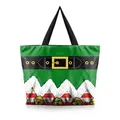 Grüne Weihnachts-Elf-Stofftasche mit festlichem Gürteldesign und Streifenmustern - Weihnachtselfen Kostüm (BHB1106)