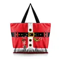 Borsa tote in tela con design festivo di Babbo Natale e stampe natalizie in rosso vivace - Costume da Babbo Natale (BHB1107)