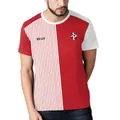 Maglia da calcio uomo rossa e bianca con strisce e trama a nido d'ape sulle maniche - Stile Patchwork a Righe Verticali Rosse E Bianche (B129-9358)