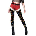 Christmas yoga leggings with Santa belt print and colorful holiday string lights design - S / Santa Claus Belt with Colored Lights (B230-1118)
