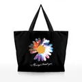 Schwarze Canvas-Tasche mit Galaxie-Gänseblümchen-Print und Always Guard You Text - Sternenhimmel Gänseblümchen Stil (BHB1124)