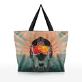 Cyberpunk skull print tote bag with large capacity and black webbed handles - Cyberpunk Skull Style (BHB1043)