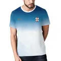 Maglia da calcio uomo con sfumatura blu e bianca e texture a nido d'ape sul davanti - Stile Sfumato Blu Bianco a Nido d'Ape (B129-9360)