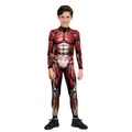 Kids' red muscle anatomy skeleton jumpsuit bodysuit for Halloween costume party events - 120cm-M / Realistic Muscle Texture Style (T108-1002)