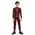 Kinder-Overall mit rot-schwarzem Muskelaufdruck für Karneval und Rollenspiele - Rot-Schwarz Kreaturen-Haut Stil (T108-1003)