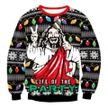 Zwarte kersttrui met Jezus-opdruk en feestelijke patronen van sneeuwvlokken - S / Jezus Feest Stijl (SWYS110)