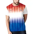 T-shirt da calcio uomo con sfumatura rosso-bianco-blu e motivi geometrici - Stile Sfumato Verticale Rosso Bianco Blu (B129-9362)
