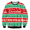 Kersttrui met Merry Christmas print en feestelijk rendierpatroon voor koppels - S / Vrolijk Kerstfeest Rendier Stijl (SWYS113)