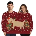 Lustiger Weihnachts-Partnerpullover für zwei Personen mit 3D-Rentier-Druckmotiv - S/M / Leuchtend Rotes Rentier (SB162-033)