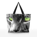 Crossbody tote bag with digital 3D grey cat face print and heterochromia eyes - Cat Face Close-up Style (BHB1062)