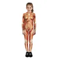 Kids Halloween skeleton jumpsuit with 3D realistic muscle and bone anatomy print - 110cm-S / Human Anatomy & Organs Style (T108-1023)