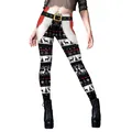 Leggings de Noël avec imprimé rennes et flocons, dotés d'une fausse ceinture - Style de flocon de neige noir blanc rouge (B230-1094)