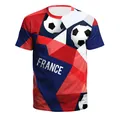 Men's France football fan t-shirt with red, white, and blue geometric soccer design - S / France Style (B129-9307)