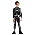 Halloween Skelett Kostüm Jumpsuit für Kinder, ideal für Cosplay und Aufführungen - Klassisches Skelett Stil (T108-1024)
