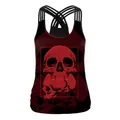 Women's black tank top featuring red skull print and crisscross back straps - Large Red Skull Style (WB104-104)