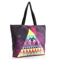 Lila Galaxie-Druck Canvas-Umhängetasche mit mystischem geometrischem Allsehendes-Auge Motiv - Auge der Vorsehung-Stil (BHB1016)