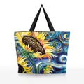 Artistic Tote Bag mit Van Gogh Sonnenblumen-Print und schwarzem Gurt für Damen - Sonnenblumen Sternennacht-Stil (BHB1121)