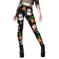 Christmas leggings with Santa and snowman print on black stretchy high-waist fabric - S / Black Background Santa Snowman Print Style (B230-1104)