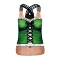 Women's St. Patrick's Day 3D corset print tank top with green digital graphic and multi-straps - German Dirndl Illusion Style (B104-160)
