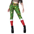 Women's Christmas leggings with festive pine tree prints and candy cane holiday patterns - S / Christmas Tree Needles and Ornaments (B230-1126)