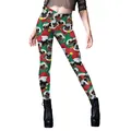 High-waist Christmas leggings with festive pug dog and snowflake digital print - Pug in Christmas Outfit Print Style (B230-1107)