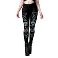 Gothic print yoga leggings with high waist and mysterious skull occult graphics - Sigil of Lucifer Style (B230-1140)