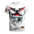 Weißes Deutschland Fußball-T-Shirt mit 3D-Adlerdruck und Nationalfarben - Deutschland Stil (B129-9344)