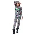 Dames jumpsuit met psychedelische digitale print en abstracte kleurrijke golven - S / Full Color Caleidoscoop Psychedelische Stijl (B142-392)