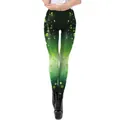 Women's St. Patrick's Day green gradient leggings with clover print and slim fit - Green Gradient Floral Style (KDK2109)