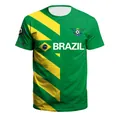 Grünes Brasilien Fußball-Trikot mit gelbem Streifen und Wappen für Sportfans - Brasilien Stil (B129-9340)