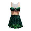 Plus size St. Patrick's Day dress featuring clover print and festive body graphic - S / Flesh Torso Shamrock Skirt Style (TLY1137)