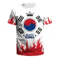 Weißes Südkorea Nationalelf T-Shirt mit Kronen-Logo und roten Flammen-Details am Ärmel - Südkorea Stil (B129-9342)
