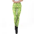 Women's St. Patrick's Day high waist leggings with green shamrock prints - S / Light Green Full Shamrock Print Style (KDK1796)