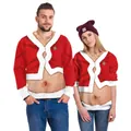 Funny Christmas couple sweatshirts with 3D Santa and realistic body hair digital print - M / Realistic Exposed Santa Style (SB102-134)