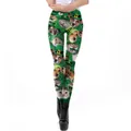Women's St. Patrick's Day leggings featuring green festive hats and pet dog cat prints - Green Pet Hat Style (KDK1939)