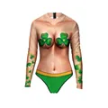 Women's St. Patrick's Day bodysuit with 3D clover print and long sleeve design - S/M / Torso Vine Print Style (B120-147)