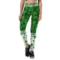 Women's St. Patrick's Day high waist yoga leggings with green shamrock print and stripes - S / Bottom (KYK1158)