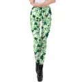 Women's St. Patrick's Day leggings with green shamrock and Good Luck print on white - S / White Shamrock Vine Style (KDK2110)