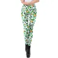 Women's St. Patrick's Day leggings with festive green shamrock and gnome print - S / White Festive Element Mixed Print Style (KDK2111)