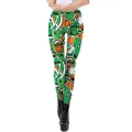Women St. Patrick's Day leggings with green Irish festive print and lucky gold coins - S / Dark Green All-over Festive Symbols Style (KDK2112)